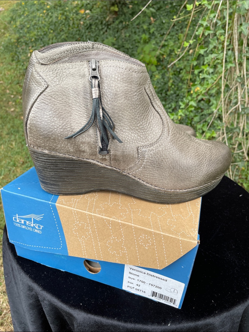 Dansko Veronica Wedge Ankle Boot in Stone Gray Worn ONE time!